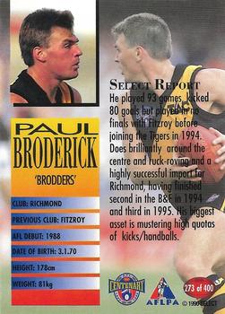 1996 Select AFL #273 Paul Broderick Back